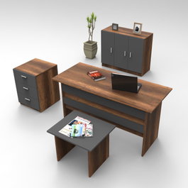 Hanah Home Vo12-Ba Juego de muebles de oficina Nogal y Antracita